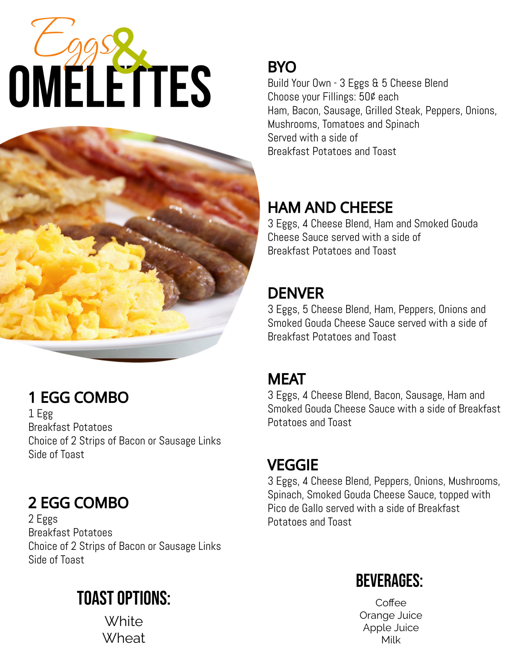 Eggs Omelettes No Price