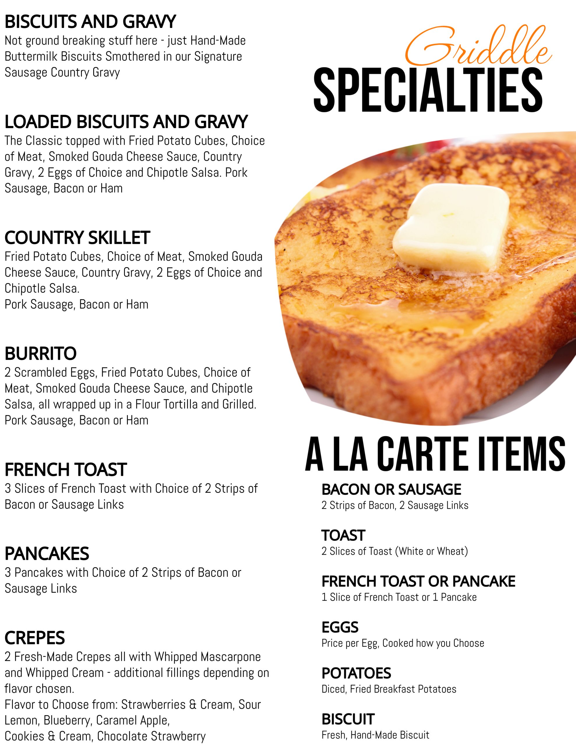 Griddle Specialties No Price